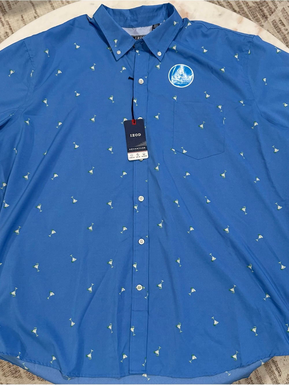 Izod Blue Short Sleeve Cooling Technology-Size XXL
